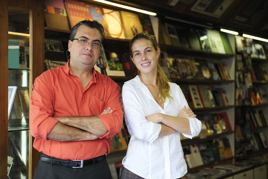 family business partners owners of a small bookstore