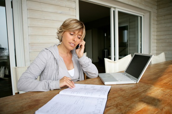 Woman working at home